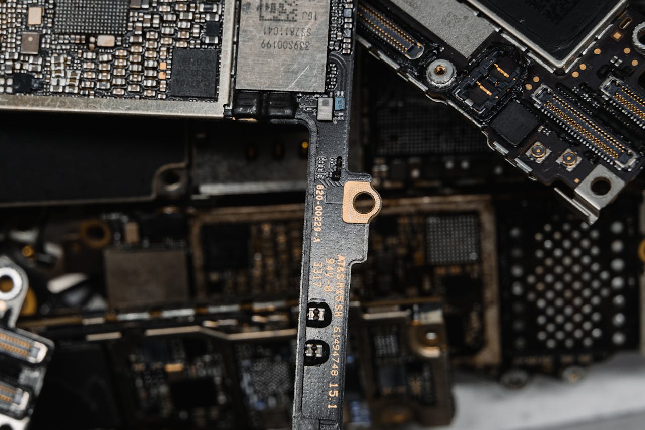 service-02 Detailed image of electronics showing circuit boards and components close-up.